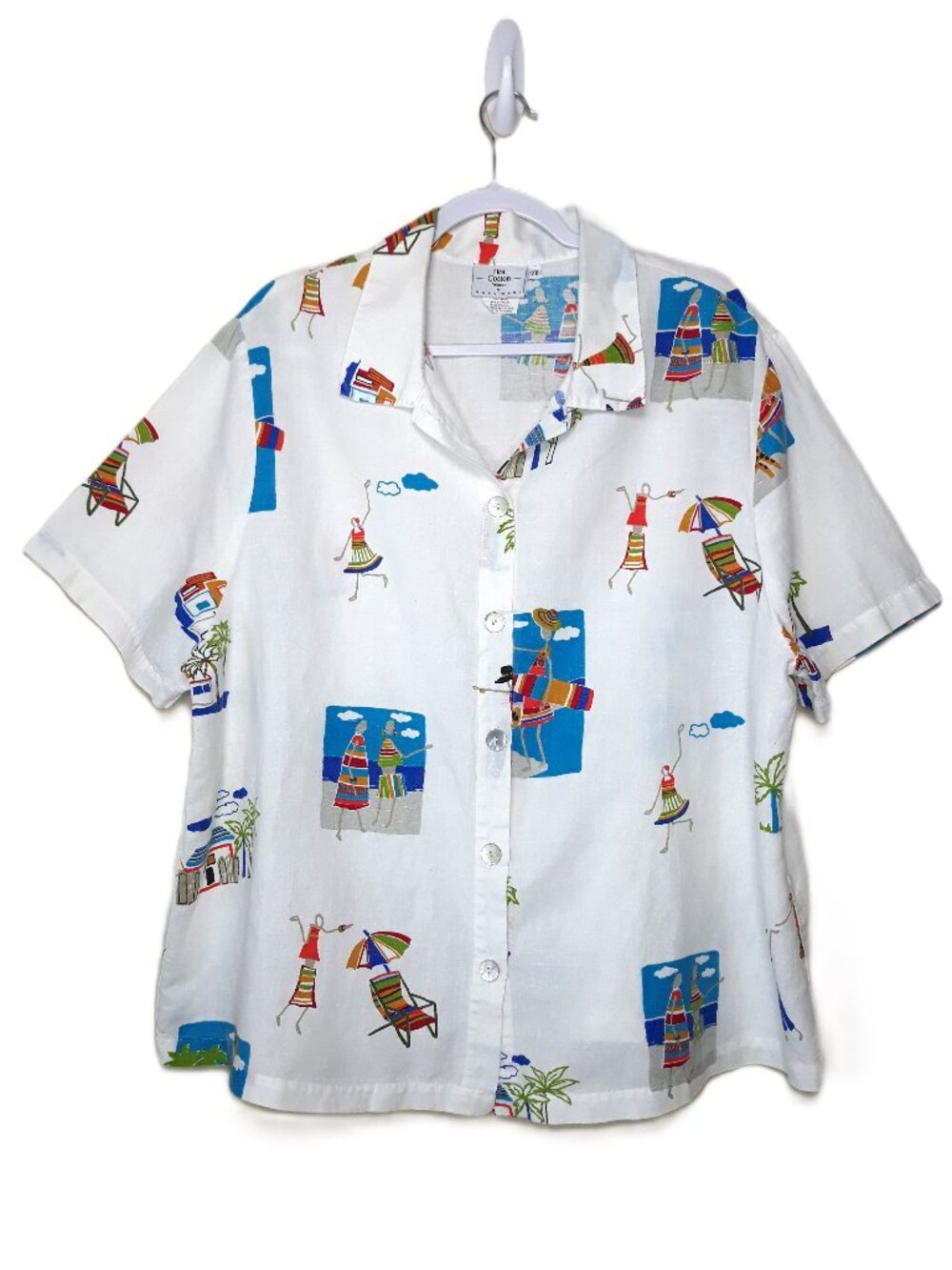 Hot Cotton Linen Cotton Camp Shirt 2X Beach Themed Whimsical Novelty